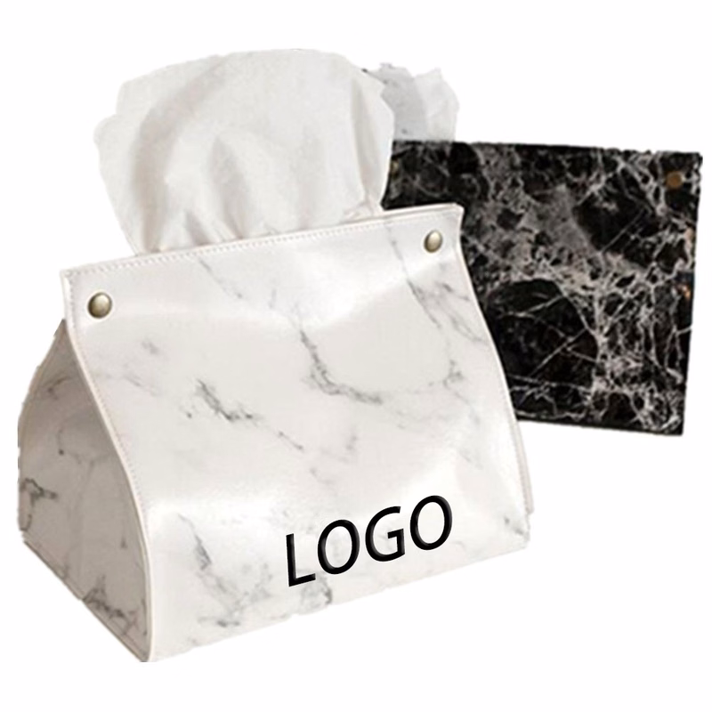 Marble Pattern Leather Tissue Box
