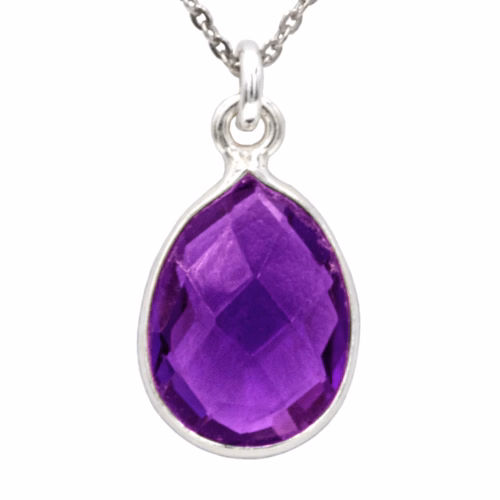 Antwerp Sterling Silver Teardrop Amethyst Necklace