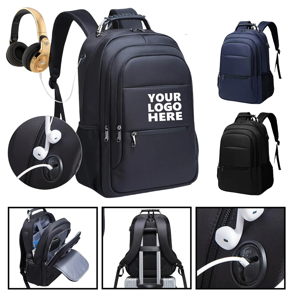 Custom Laptop Travel Backpack USB 1