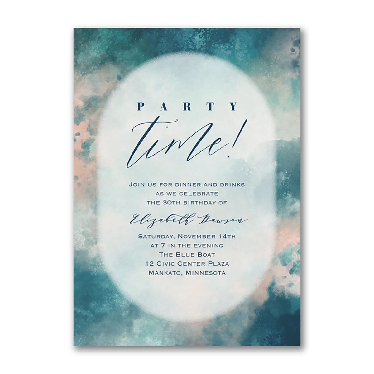 Watercolor Party Time Invitation 1