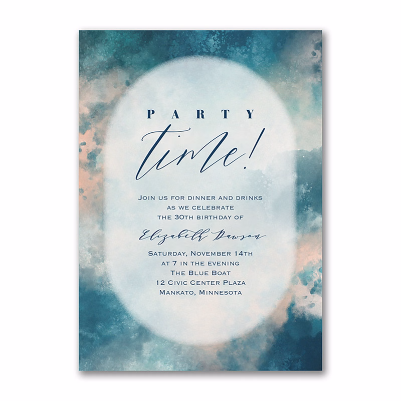 Watercolor Party Time Invitation