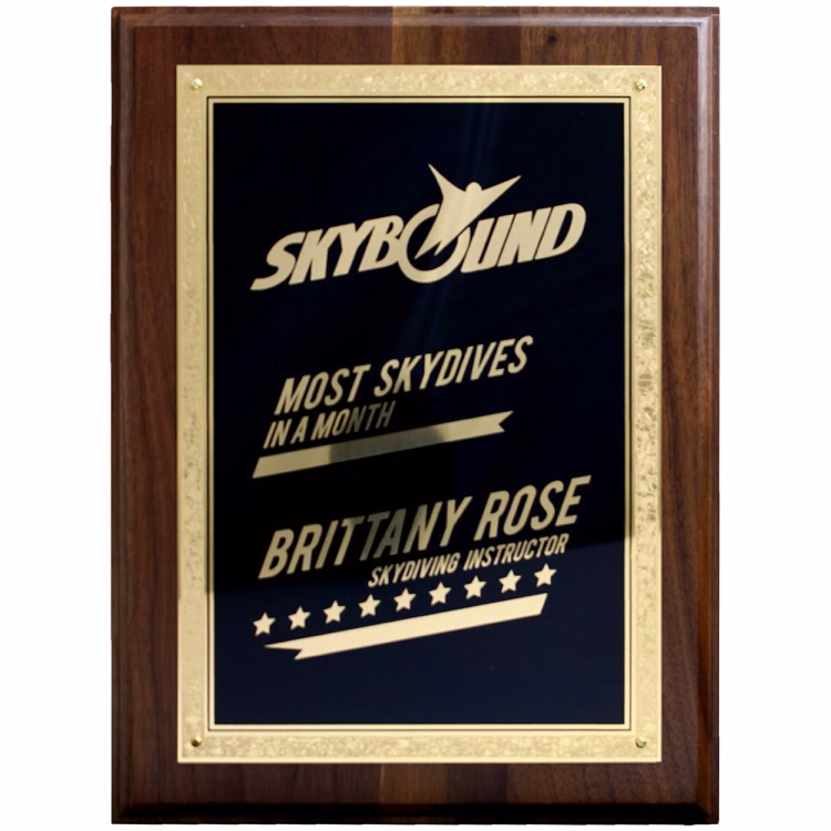 Solid Walnut Plaque w/Brass Plate (7"x 9")
