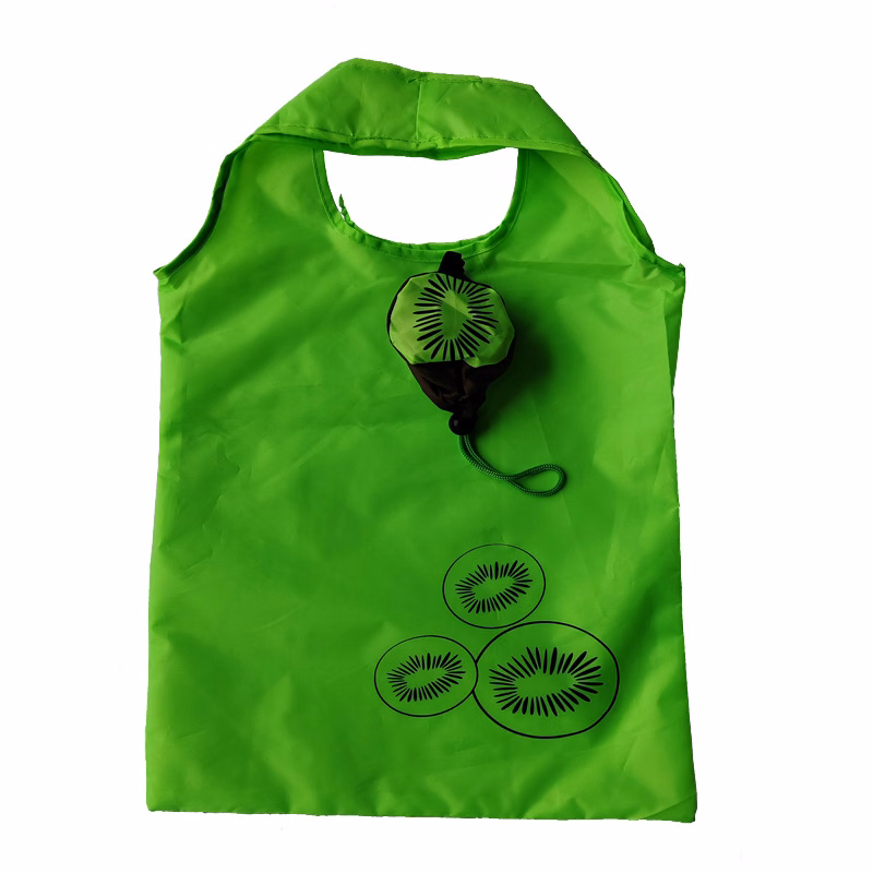 Custom Logo Reusable Folding Nylon Grocery Bags Polyester Foldable Fruit style Tote Shopping Bag