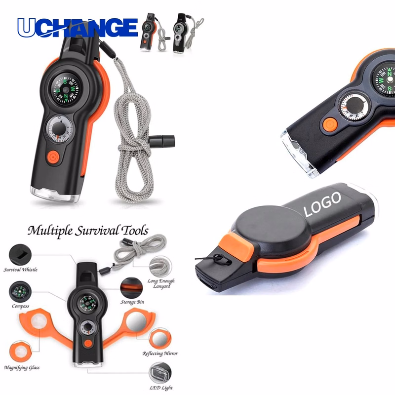 7-in-1 Survival Safety Whistle Multi-Function Tool for Outdoor Emergencies