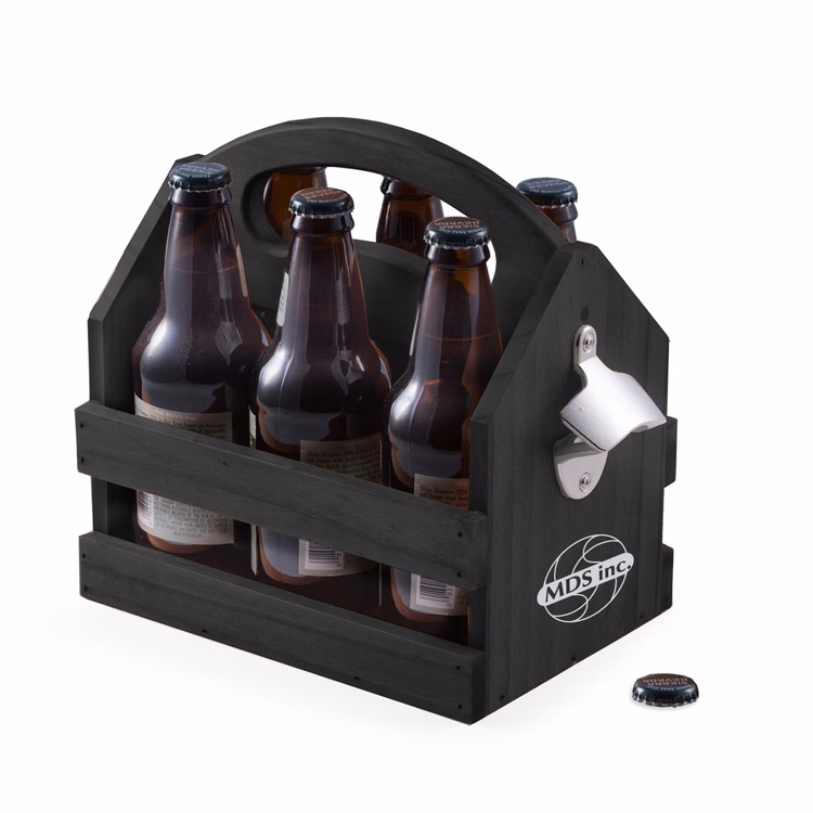 Pine Wood Bottle Caddy