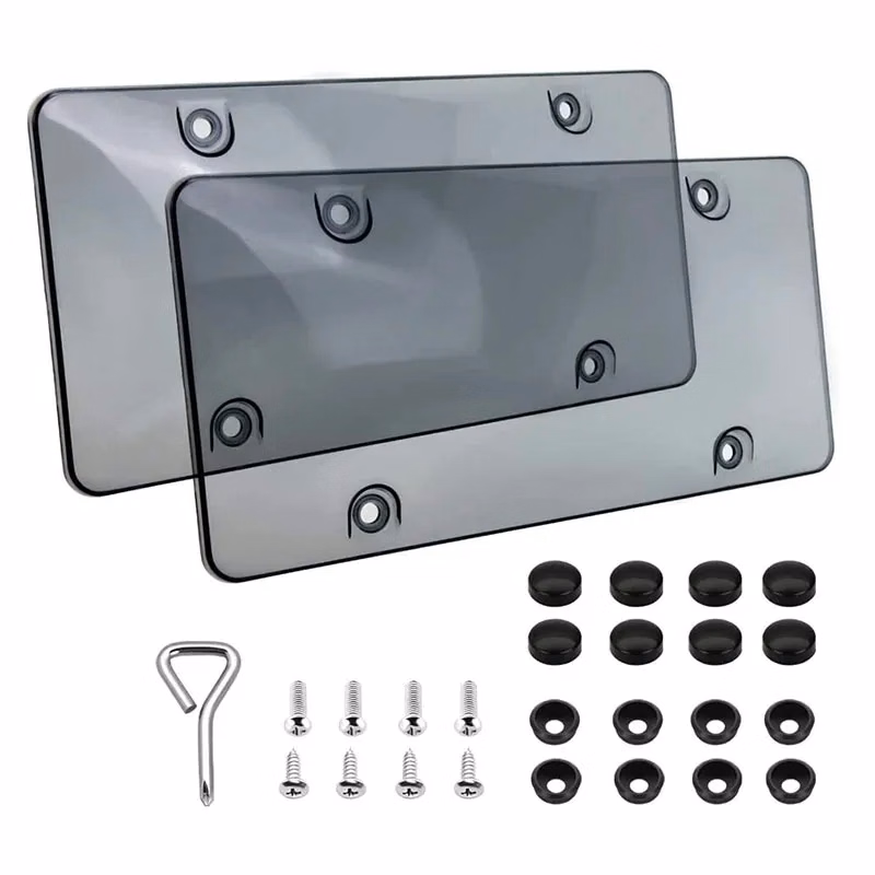 2 Pack Unbreakable License Plate Tinted Covers Shields