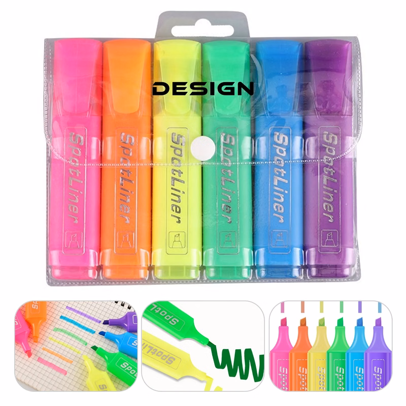 6-Color Chisel Tip Highlighter Set