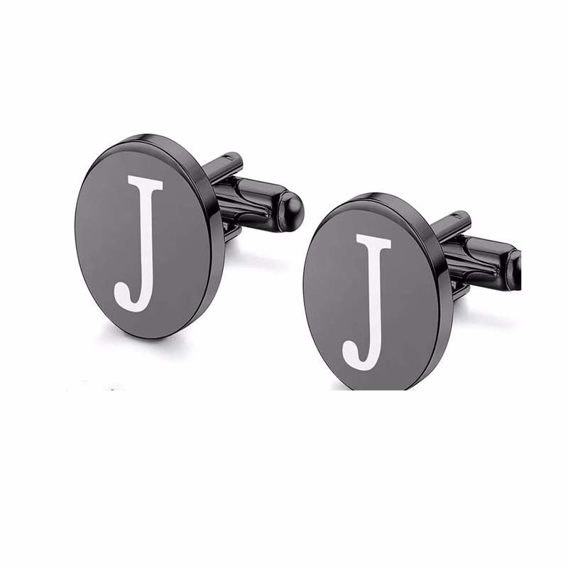 Stainless Steel Engraved Initial Cufflink