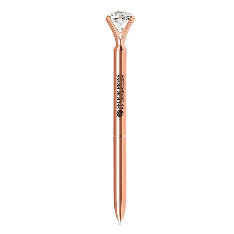 Diamond crystal rose gold color twist action metal ballpoint pen 1