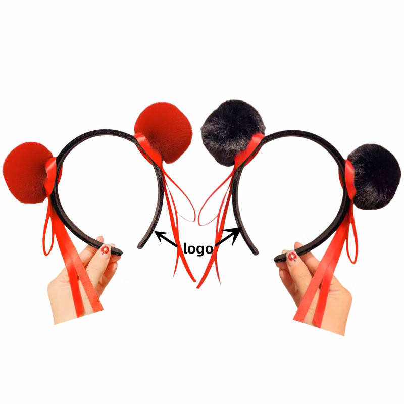 Festive Nezha Headbands for Trade Shows & Cosplay - Red/Black Options, Logo Customization