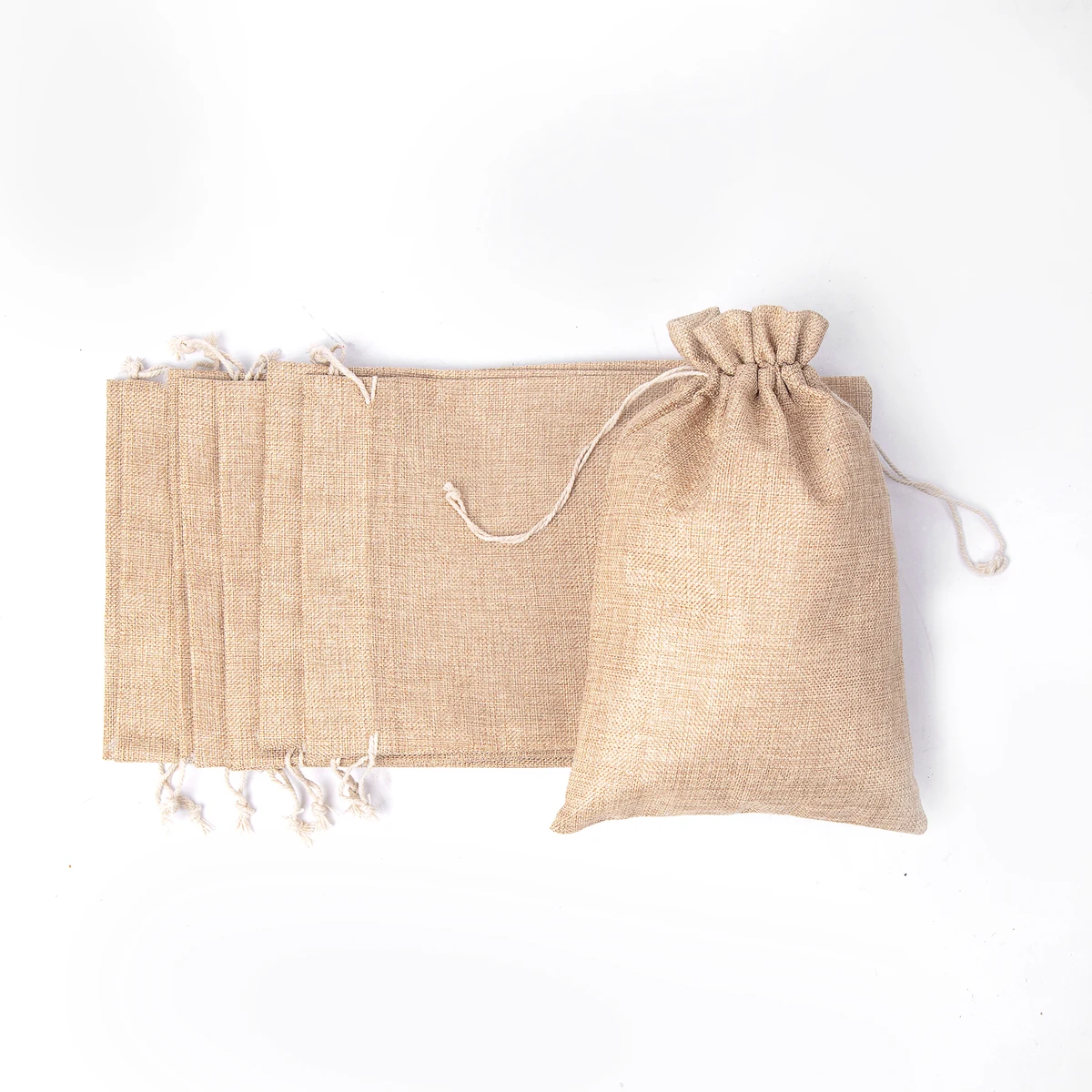 11 7/8" X 7 7/8" Burlap Drawstring Bag 1