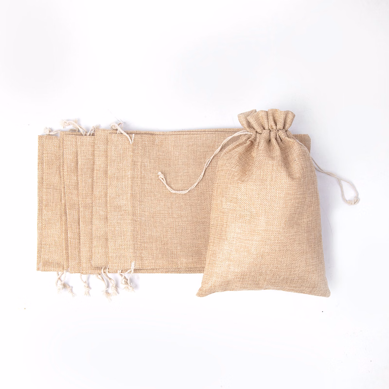 11 7/8" X 7 7/8" Burlap Drawstring Bag