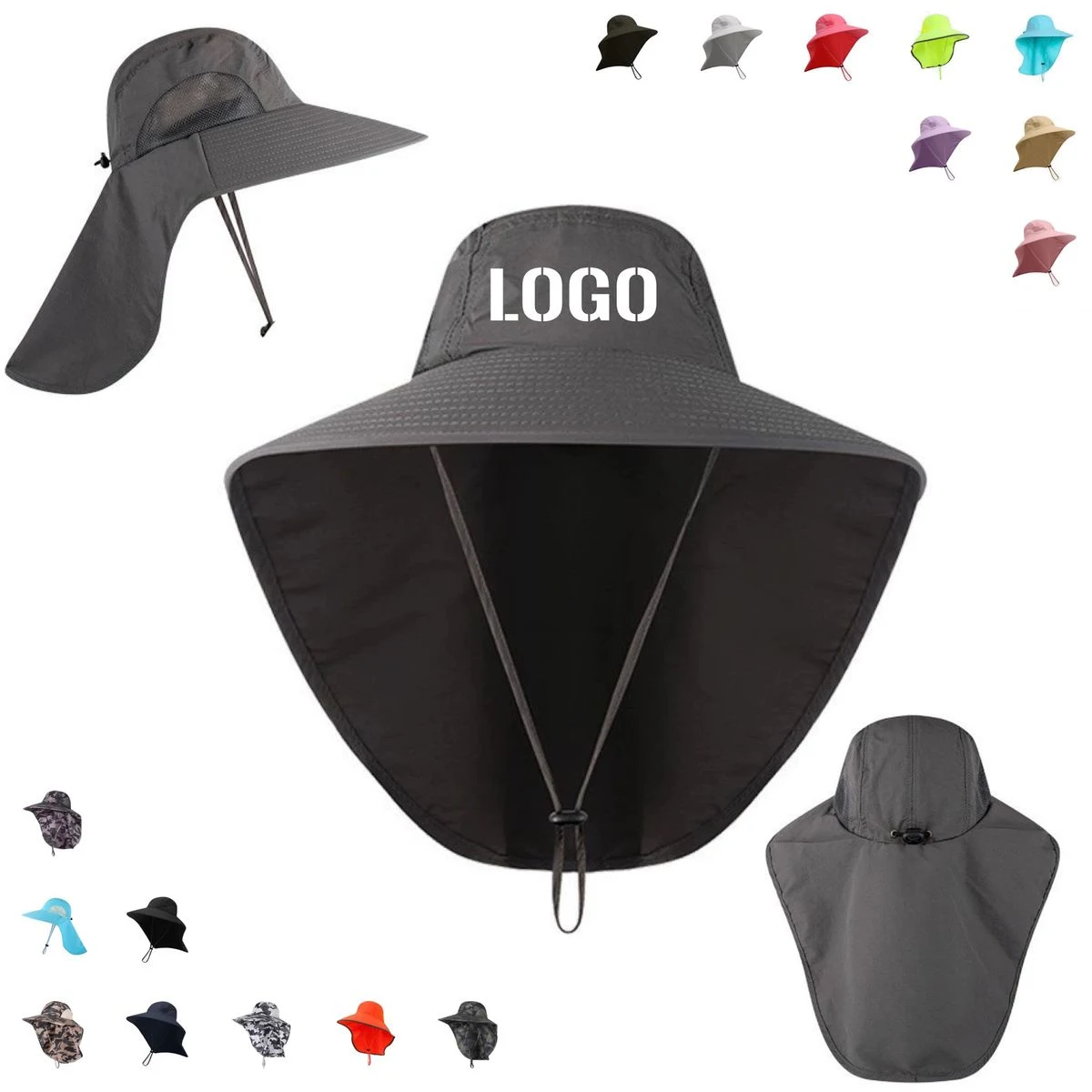 Quick Dry Nylon Wide Brim Outdoor Sun Hat, Neck Flap 1