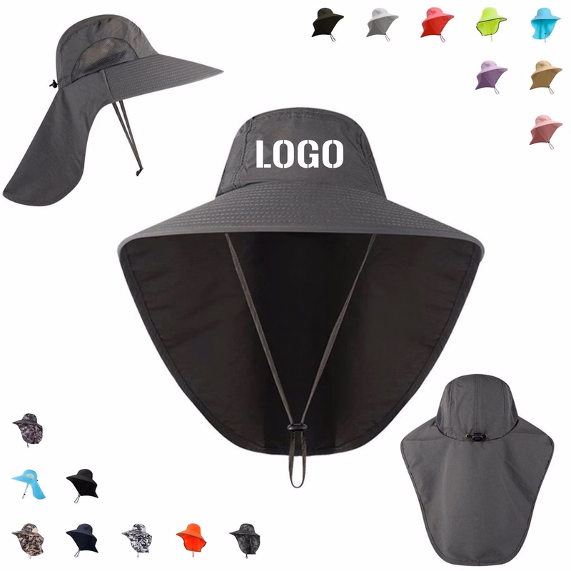 Quick Dry Nylon Wide Brim Outdoor Sun Hat, Neck Flap