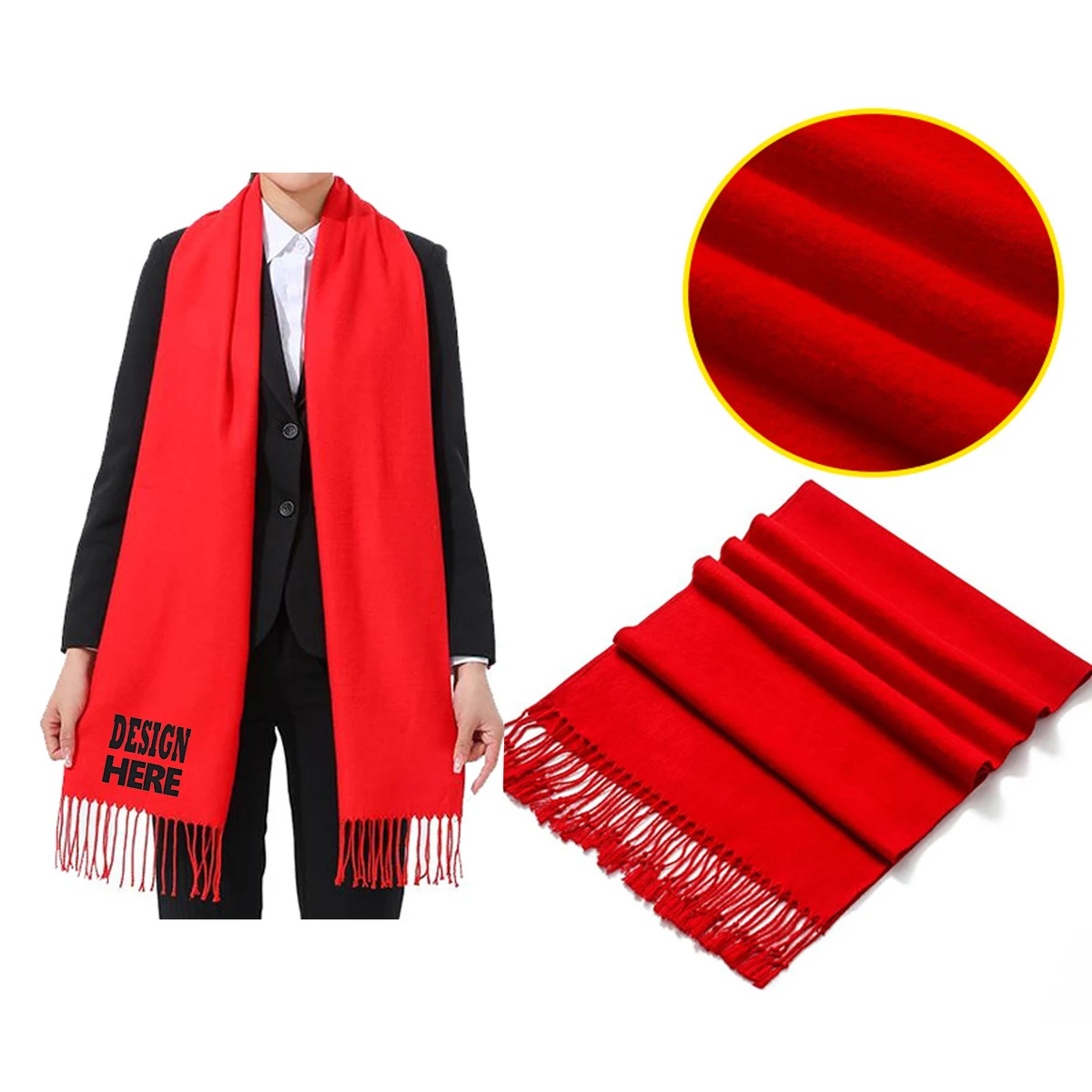 Warm Knitted Woven Scarf With Tassel 1