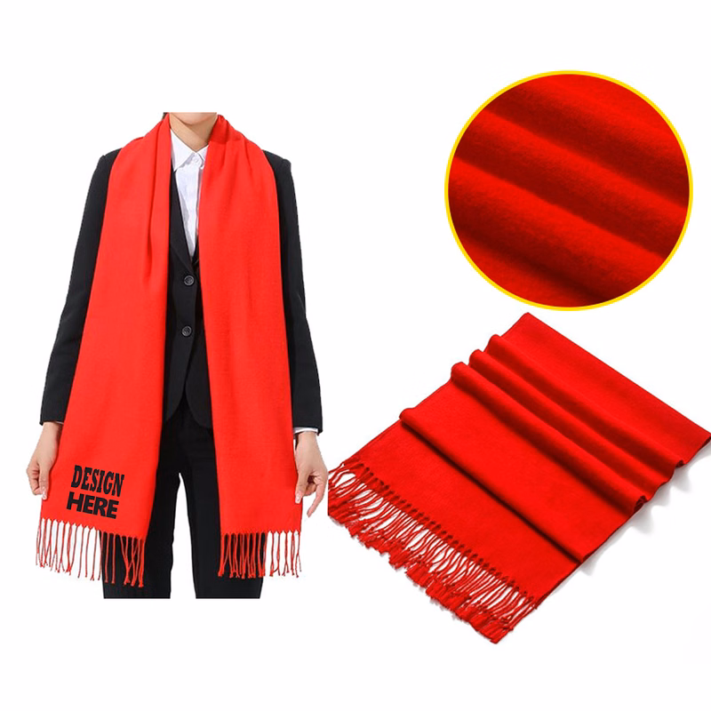 Warm Knitted Woven Scarf With Tassel