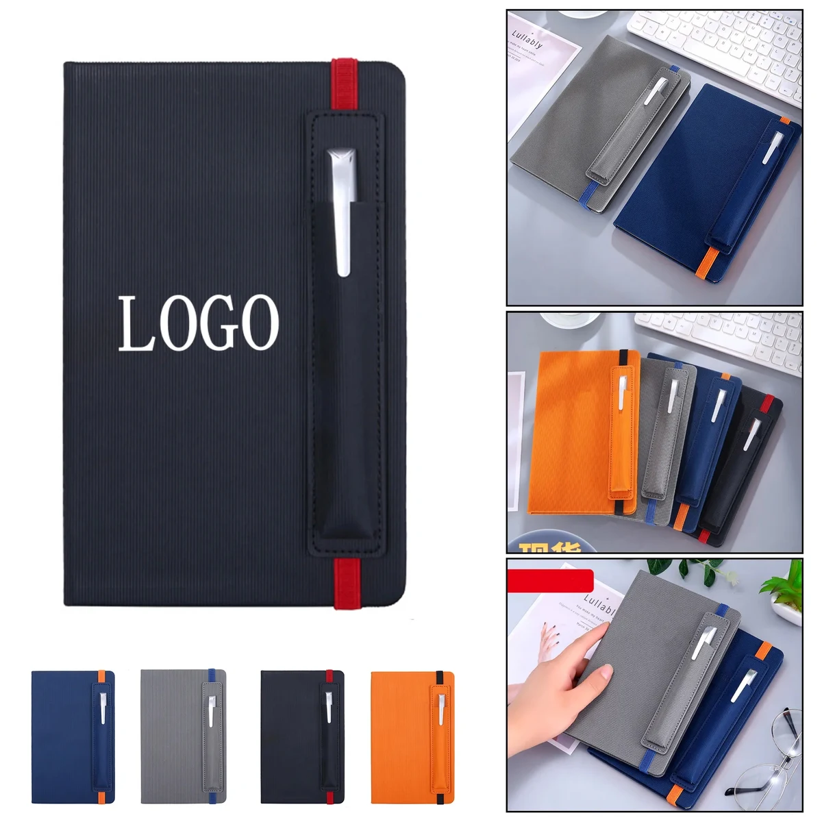 A5 Leather Notebook with Pen Slot and Elastic Band 1