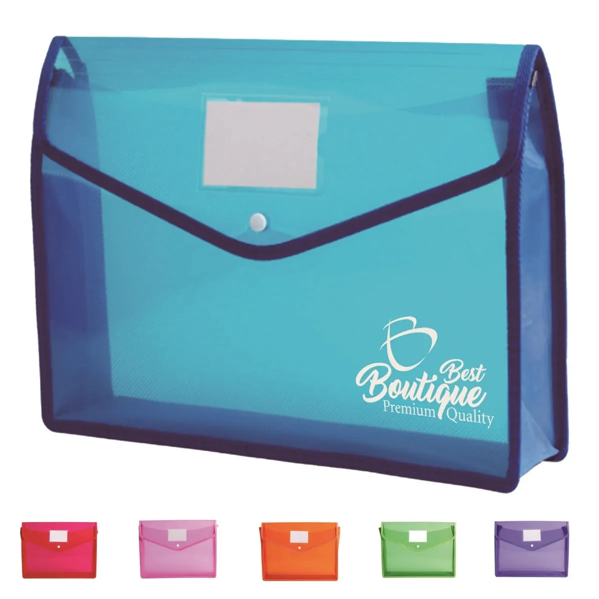 Large-Capacity Transparent Document Folder with snap Closure 1