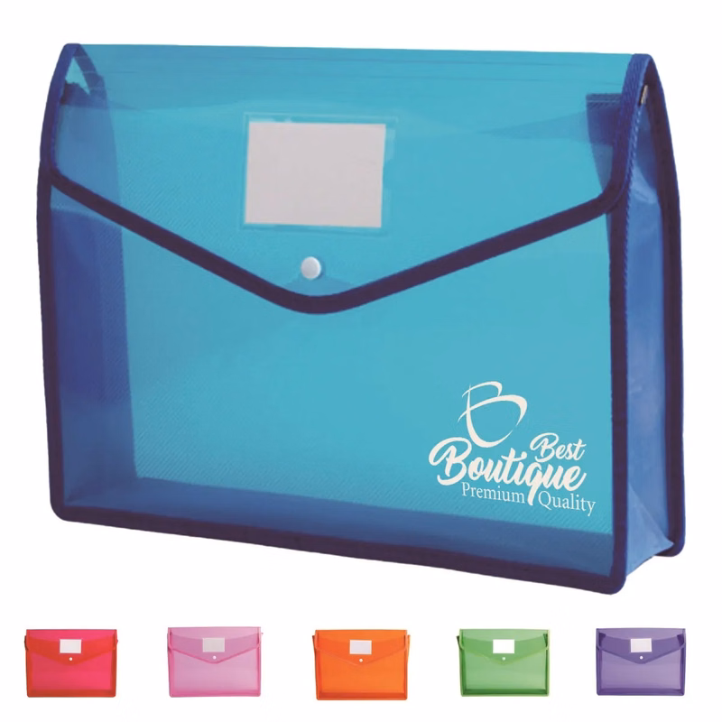 Large-Capacity Transparent Document Folder with snap Closure