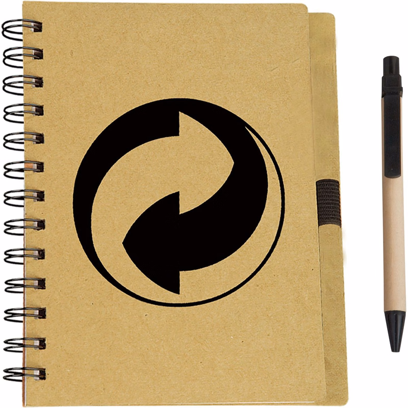 Eco Spiral Notebook with Eco Paper Barrel Pen