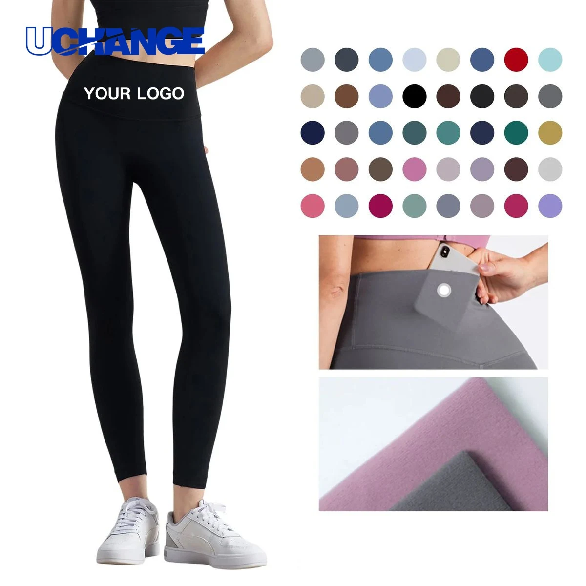 Polyester Spandex Yoga Pants with Pockets for Workouts 1