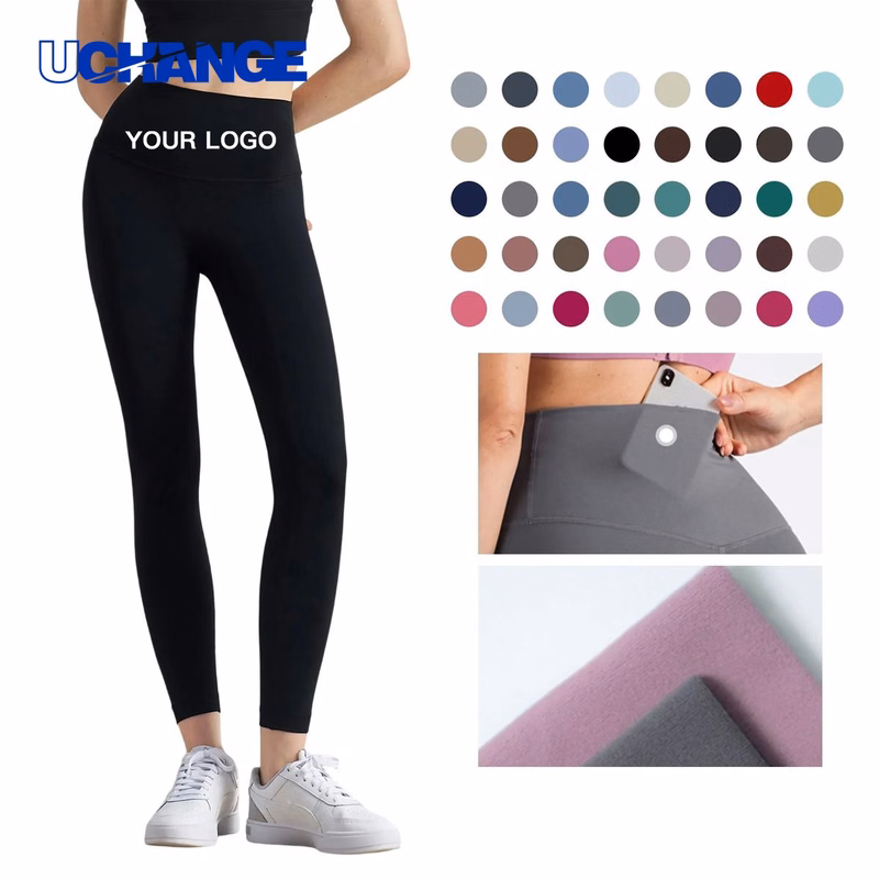 Polyester Spandex Yoga Pants with Pockets for Workouts