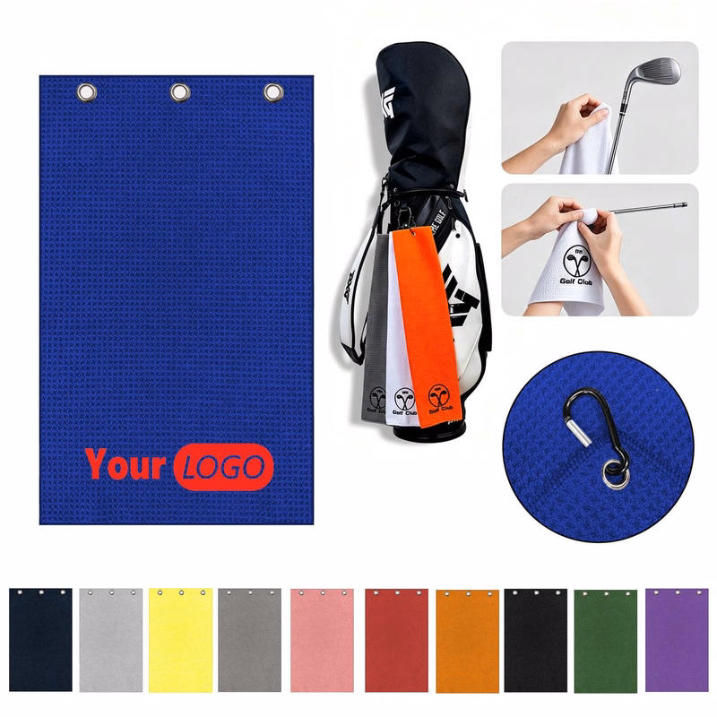 Large Tri-Fold Microfiber Golf Towel with Carabiner Clip