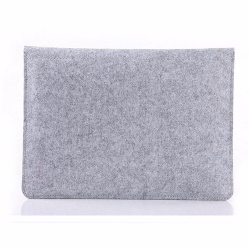 Felt Laptop Sleeve with PU Flap, Button Closure, and Front