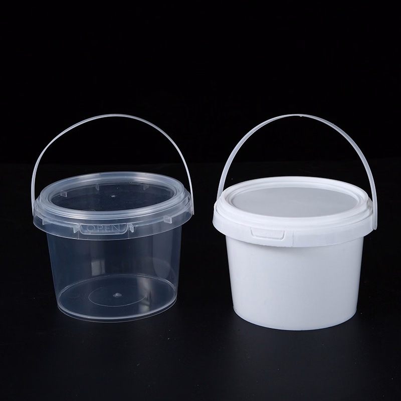 Custom0.5L / 17oz Reusable Food-Grade Clear & White Plastic Containers Pail Buckets With Lids
