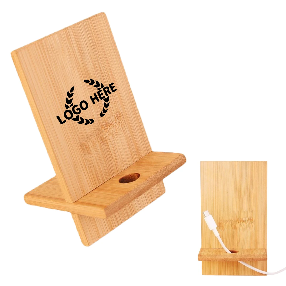 Eco-Friendly Bamboo Mobile Holder With Cutout 1
