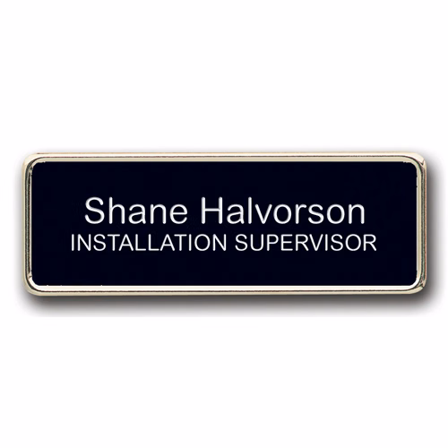 Metal Framed Badge (1"X3") (Laser engraved logo and personalization)