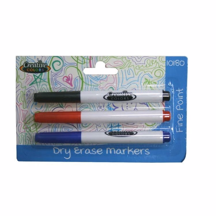 Fine Tip Dry Erase Markers - 3 Pack Assorted