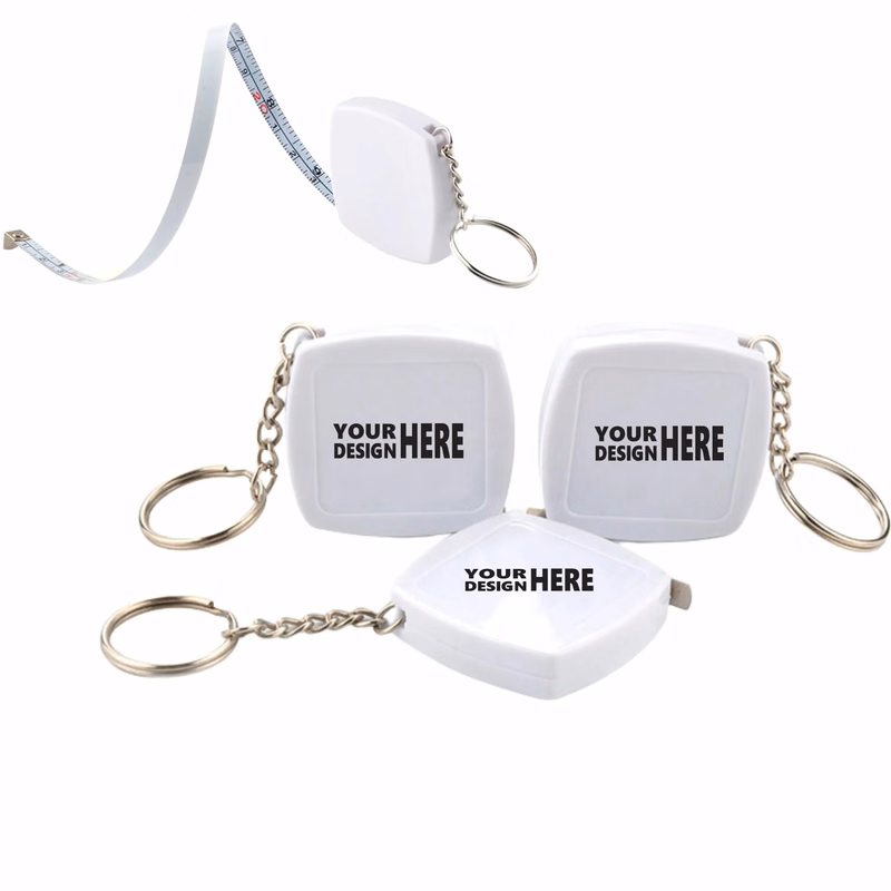 2-Meter Mini Steel Tape: Square Keychain, Customizable Logo