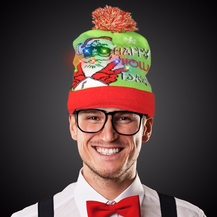 Happy Holiday LED Knit Hat
