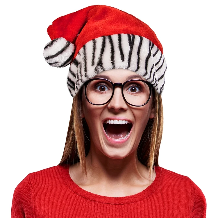 Zebra Print Santa Hat 1