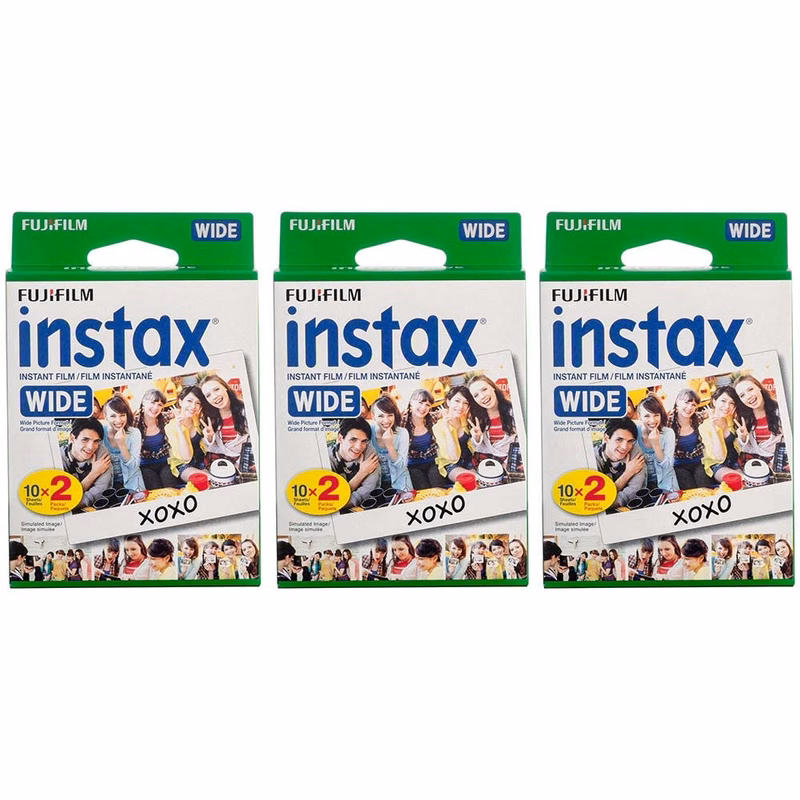 Wide Instant Film, White, 20 Exposures (3 Boxes)