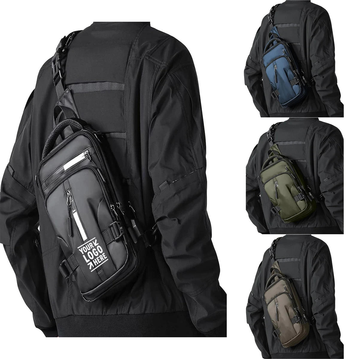 Men Anti Theft Sling Crossbody Backpack Shoulder One Strap Motorcycle Bag With USB Charger Port 1