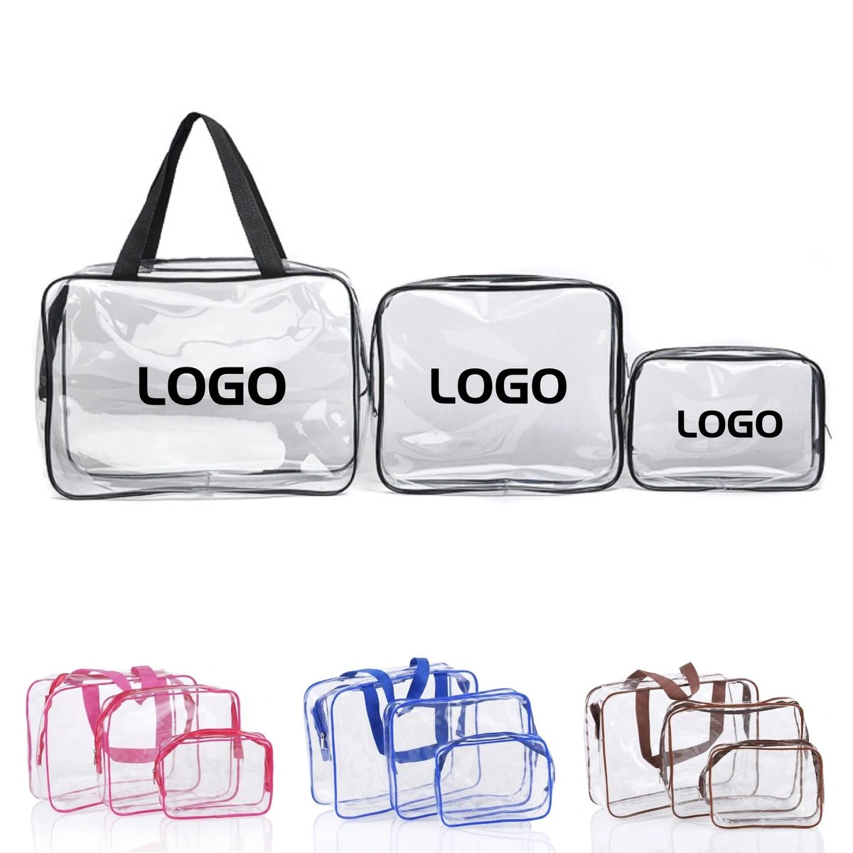 3 in 1 Clear PVC Cosmetic Bag Set for TSA Airport Approved 1