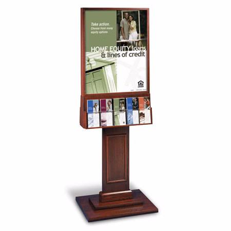 Solid Wood Paneled Base Floor Display for 22x28 with 5-Pocket Lit (2S)(65-1/2"H)