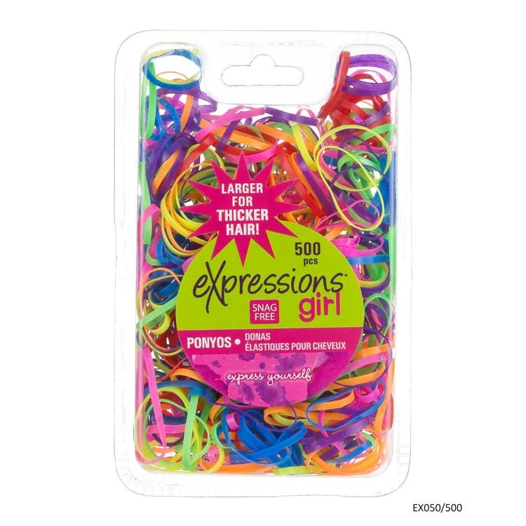 Elastic Hair Bands - 500 Pack Assorted Large Size 1