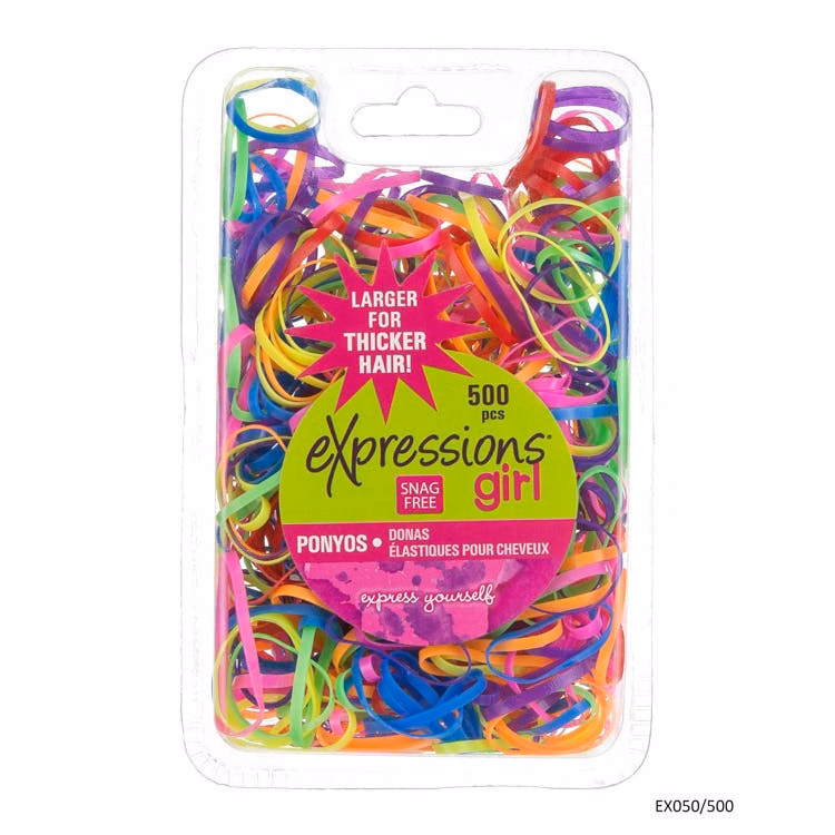 Elastic Hair Bands - 500 Pack Assorted Large Size