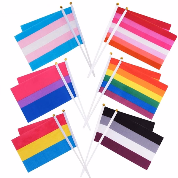 Custom 8.27 x 5.51 Polyester Waving Flag with Plastic Stick — Event & Campaign Signage