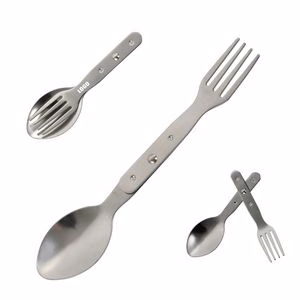 Versatile Stainless Steel Folded Dual Head Spoon And Fork