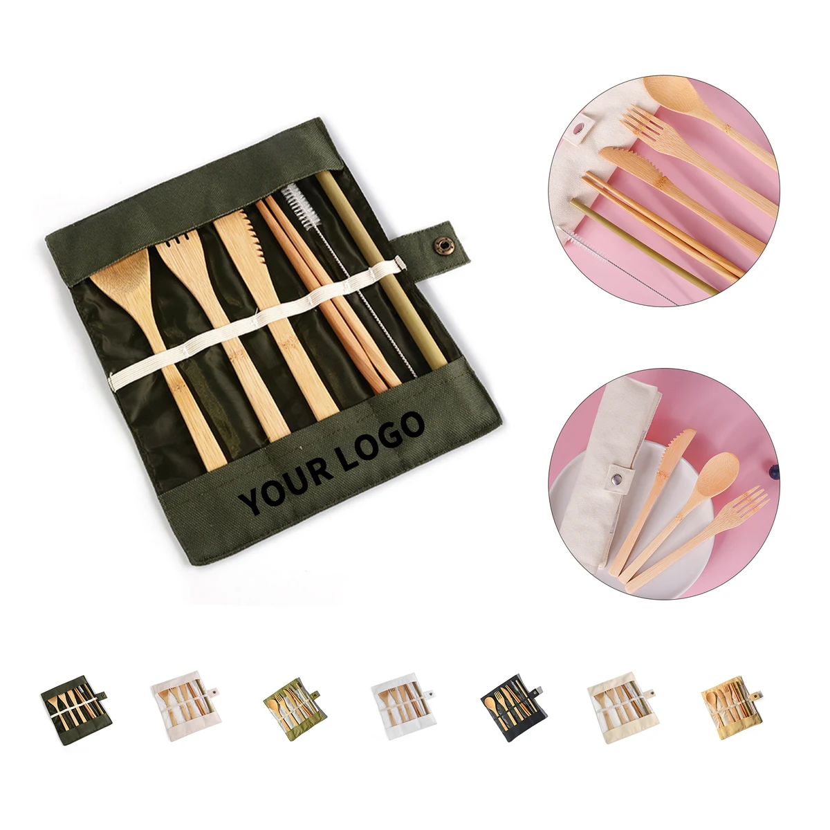 Bamboo Tableware Six Piece Set With Pouch 1