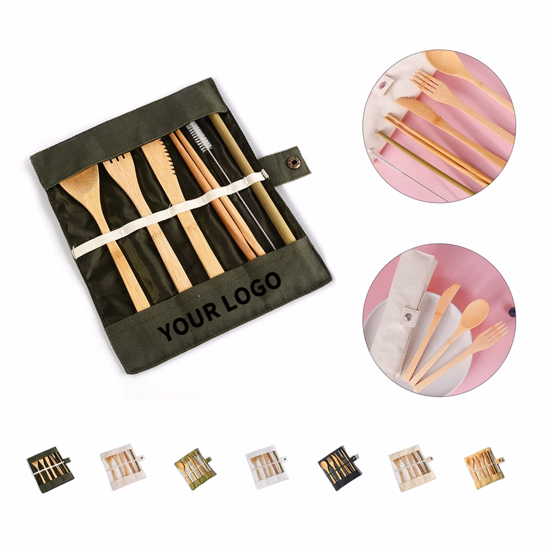 Bamboo Tableware Six Piece Set With Pouch