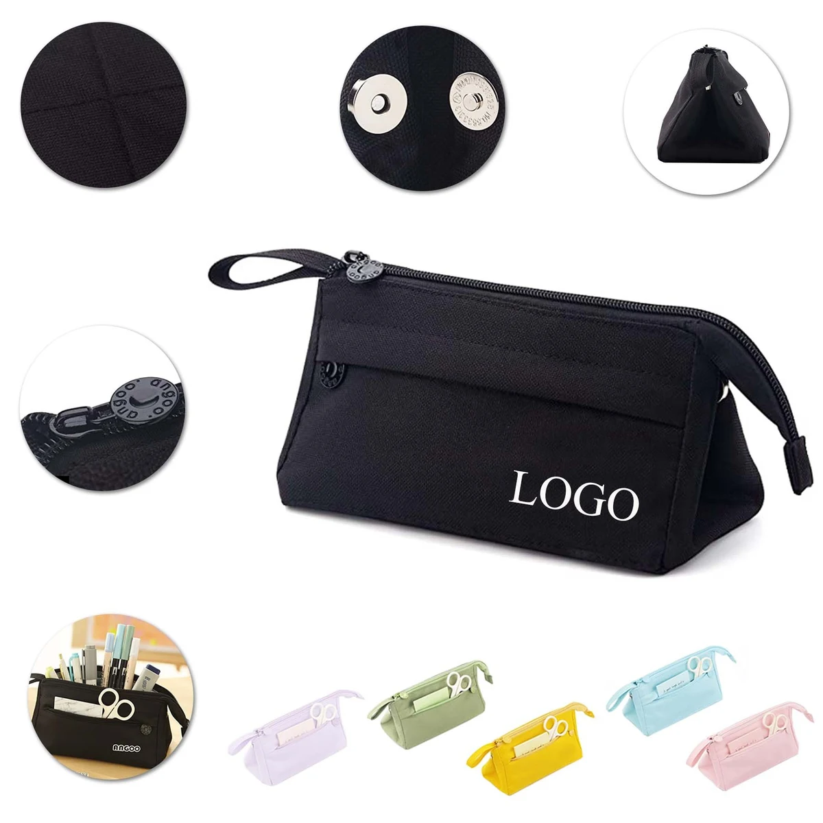 Portable Stationery Bag w/Handle, custom tote bag with logo imprint 1