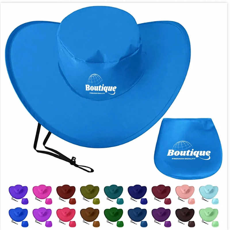 Folding Cowboy Hat with Pouch Polyester One Size Bucket Cap