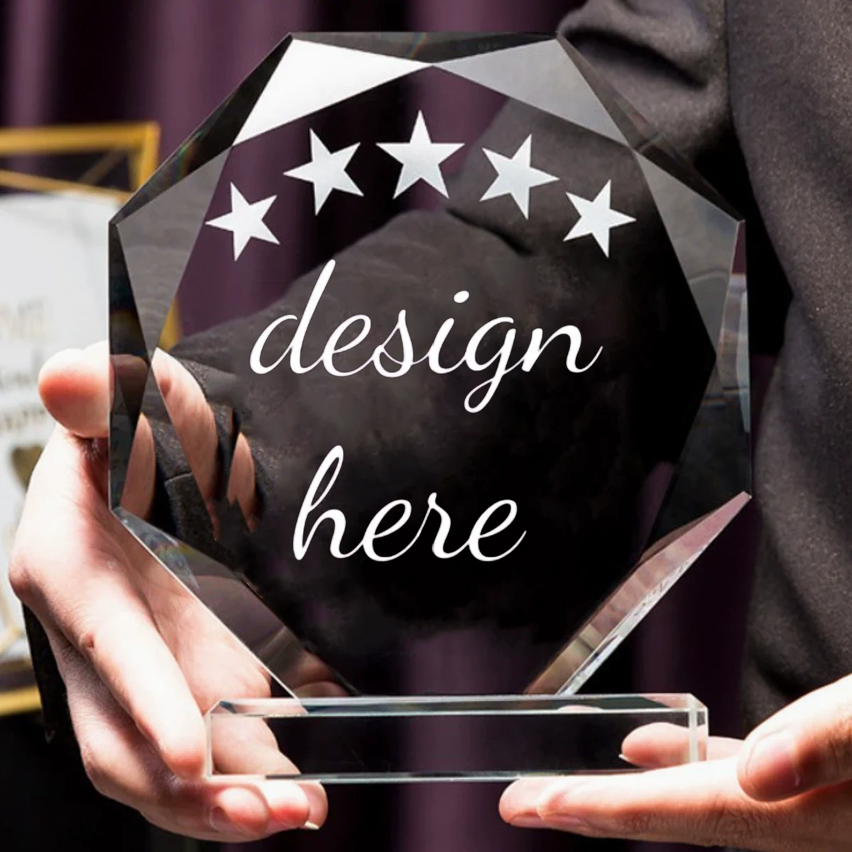 Octagon Shaped Crystal Trophy 1