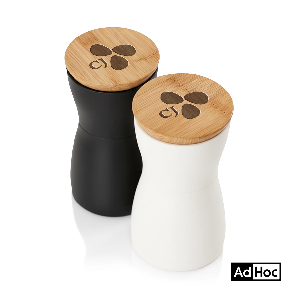 AdHoc® Twin Salt & Pepper Mill Set w/Oak Wood Lid 1