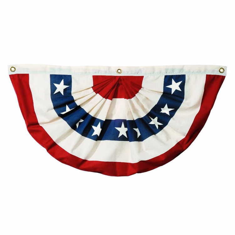Pleated Full Fan with Stars - 3' x 6' - Nylon